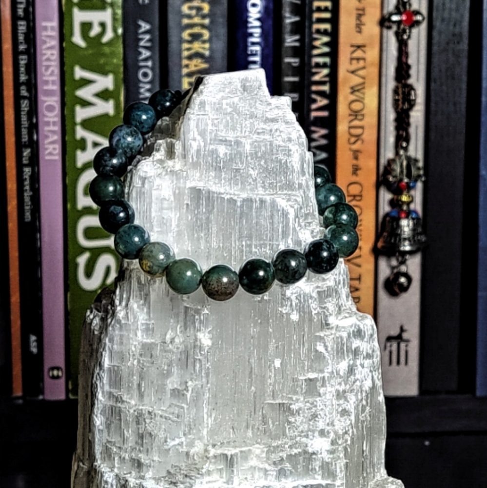 Handmade Moss Agate Stone Unisex Bracelet